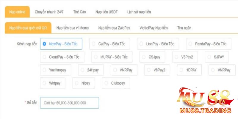 Nạp online giao dịch cực thuận tiện